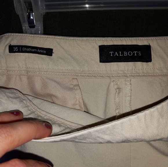 Talbots Chatham Ankle Pant 16 Khaki Beige Stretch Straight Side Zip Classic - Picture 8 of 8